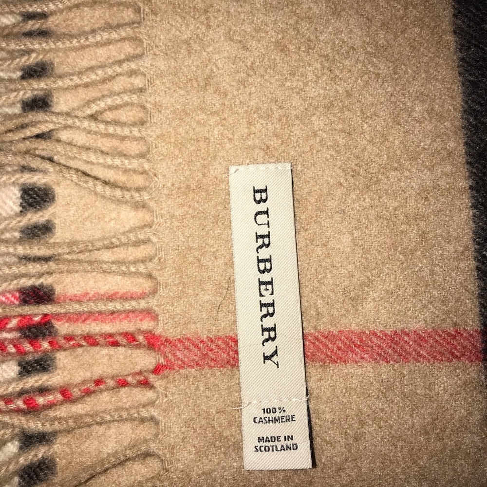 Burberry Tan and Black Checkered Scarf